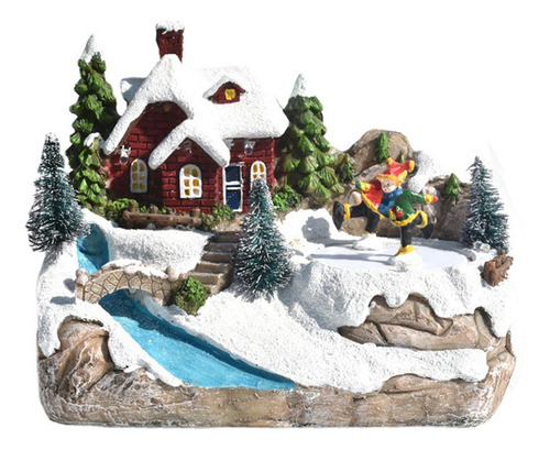 Small Christmas Scene House Decoration Resin Winter Estilo A