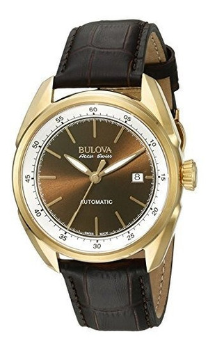 Bulova De Acero Inoxidable De Los Hombres Y De Cuero Marrón 