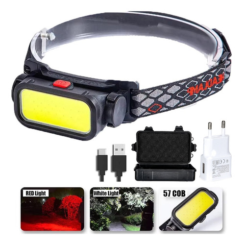 Faro Cob Con Luz Roja, Faro De Pesca Impermeable