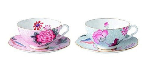 Tazas De Té Wedgwood Cuco, 8 Oz, Rosa/azul.