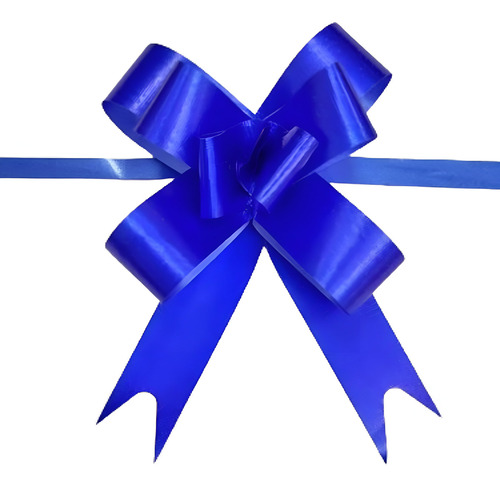 10 Laços Pronto Fácil Mágico 15mmx370mm Fita P/ Presente Cor Azul Lisa