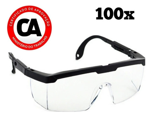 100 Óculos Proteção Epi Segurança Transparente Rj Incolor Ca
