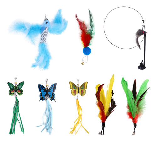 8x Juguete De Plumas Para Gatos, Ejercicio De Entrenamiento,