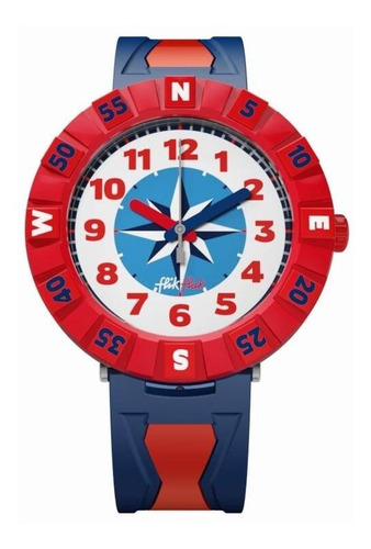 Reloj Flik Flak Get It In Bred Fcsp061 Color de la correa Azul y rojo