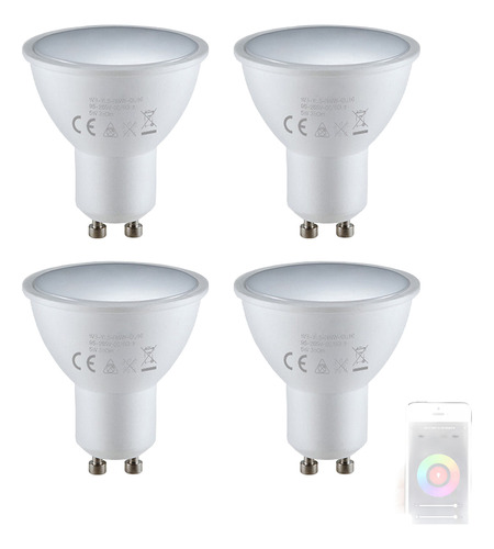 Foco Inteligente Led Wifi De 5w 90-265v 2800k-6200k+rgb Gu10