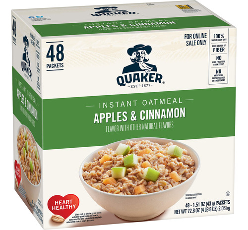 Quaker Avena Instantnea, Manzanas Y Canela, Paquetes Individ