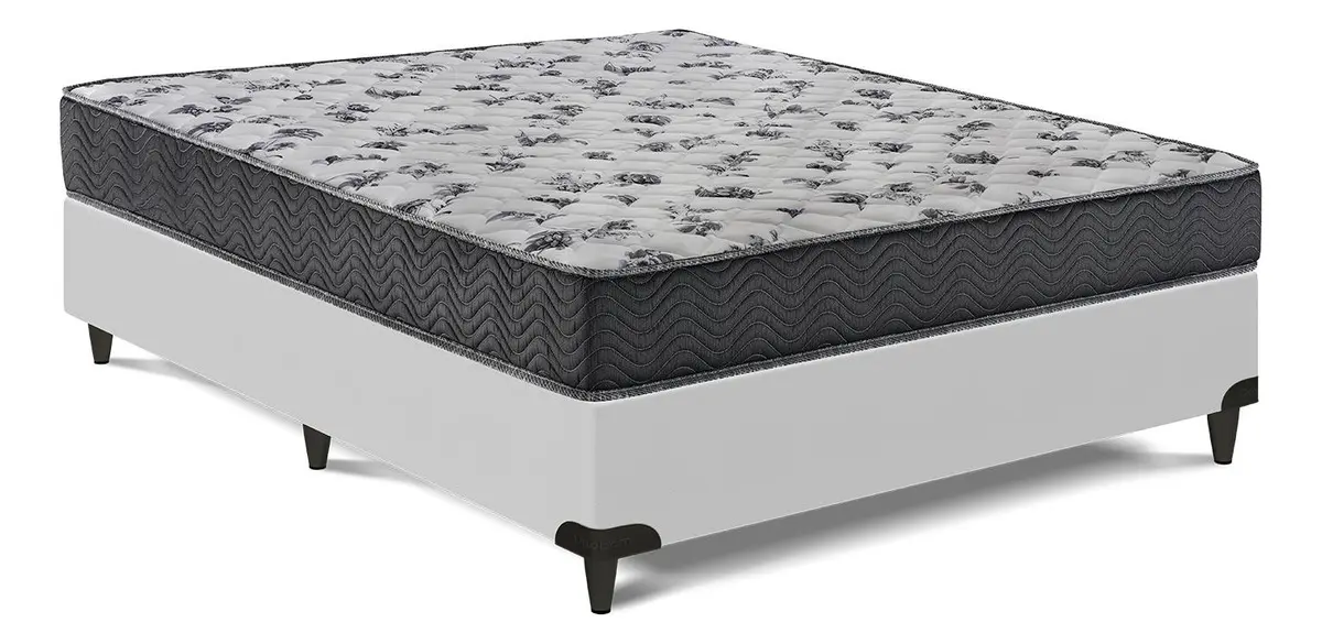 Cama Box Casal Ortobom Iso 100 D33 Cinza Espuma D33 Base Americana