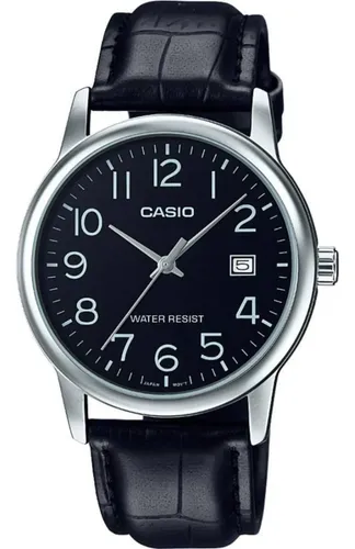 Casio Mtp-v002l-1b Mens Pulseira De Couro Analógico Padrão