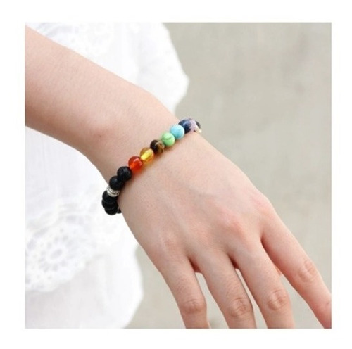 Imagen 5 de 5 de Pulsera 7 Chakras Piedra Volcanica