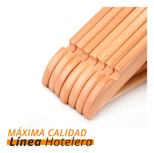 Pack 5 Perchas De Madera Lustrada Importada Premium Hotel