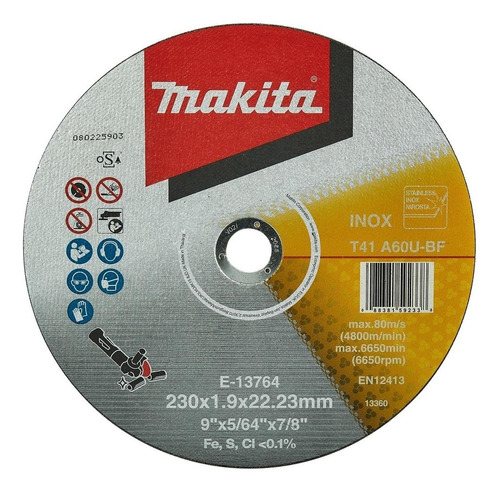 Disco Corte Inox Recto 9''x1,9mm A60u - Makita