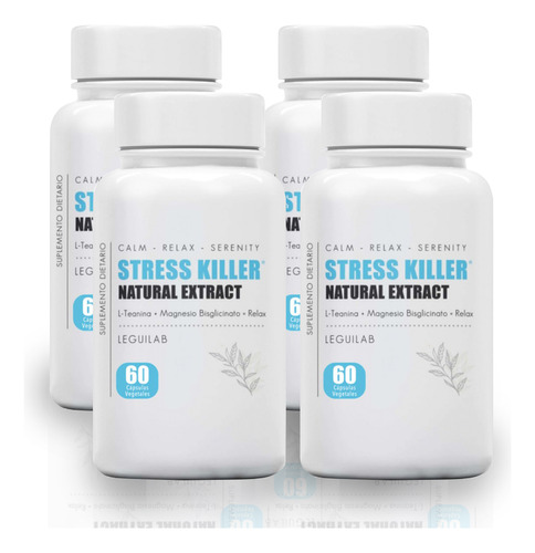 Kit Suplemento Stress Killer Relajacion Natural 60 Cap X 4 U