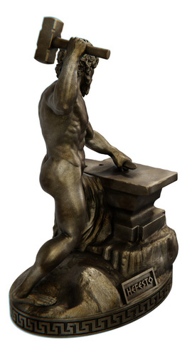 Estátua Hefesto Deus Vulcano Estatueta Resina Cor Cor ouro velho