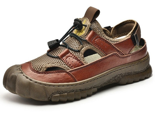 Sandalias De Con Puntera Cubierta Cuero Casuales Hombre Moda