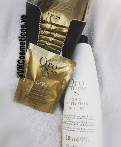 Imagen 3 de 4 de Decolorant Fanola Oro Therapy 75grs+agua 30vol