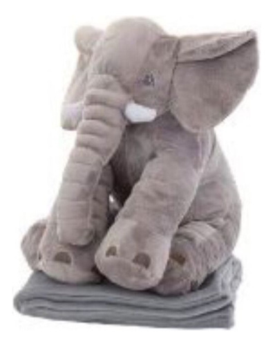 Peluche Elefante Color Gris Con Cobija 50cm X 30cm Grande