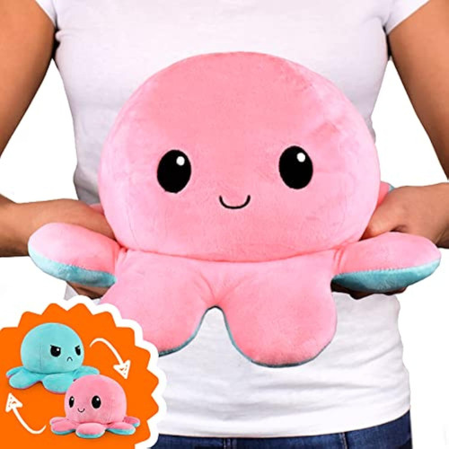 Teeturtle - Peluche De Gran Pulpo Reversible, Original, Dis.