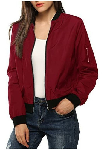 Chaqueta Bomber Jacket Acolchada Clásica Para Mujer