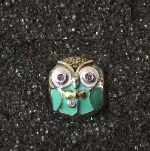Charm Buho Verde, Intelectual Joya Plata Estilo Pandora