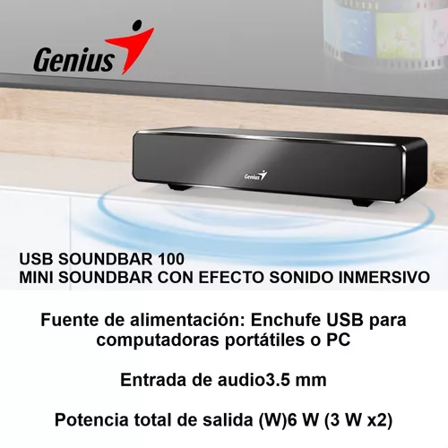 Parlante Genius Usb Soundbar 100, Barra Sonido Pc / Portátil