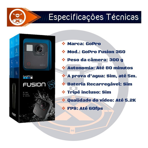 Câmera Filmadora Gopro Hero Fusion 360 + Tripé + Lacrado
