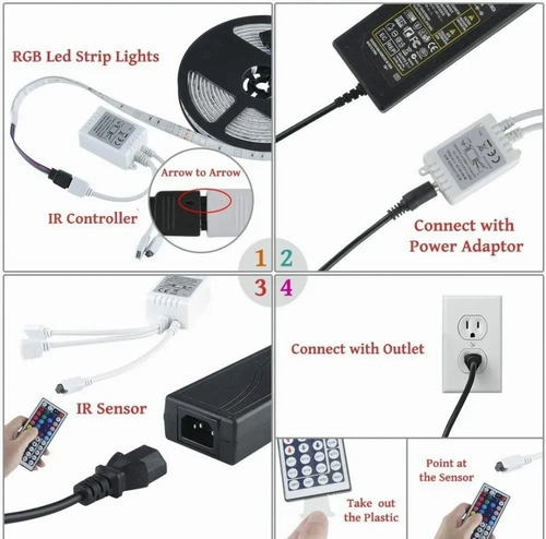 Tira De Luces Led Kit De Luces 5m Metros Con Control Rgb