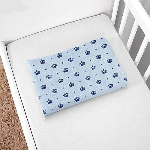 Fronha Simples Berço Travesseiro Bebê 30x40 Infantil 200fios Cor Coroa Azul Liso