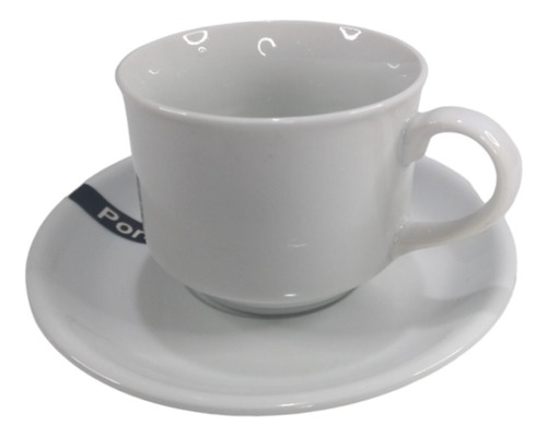 Taza De Te + Platito De Porcelana Blanco 220 Cc