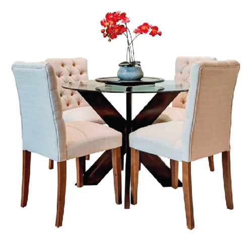 Juego De Comedor 4 Sillas Zoe Crema