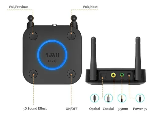 Recetor Bluetooth 1mii B06pro Aptx Hd/ll Ótico/rca | Parcelamento