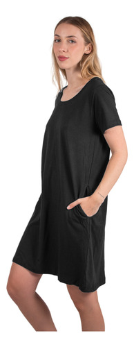 Vestido Corto Mujer De Algodon Liso Para Verano Plus Size