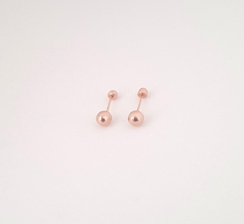 Hermosos Aretes Broqueles De Bola 3 Mm Bebe Oro  Rosa 10k