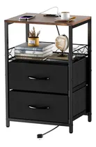 Comprar Buro De Noche Para Dormitorio, Estación De Carga Y Cajón De Almacenamiento, Buro De Noche Para Dormitorio Con Puerto Usb Y Toma De Corriente, Cajón De Tela Para Mesita De Noche Para Dormitorio\u002Fnegro