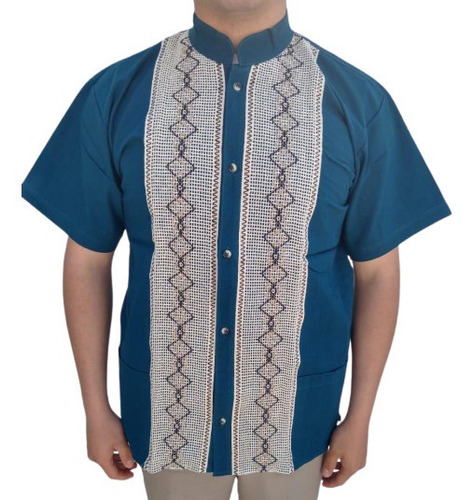 Camisa Guayabera Artesanal Azul