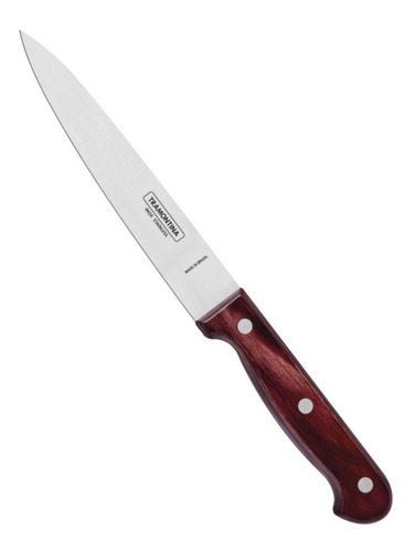 Cuchillo Cocina Utility Tramontina Hoja 15 Cm Inox Polywood Color Madera