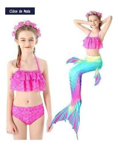 Traje De Baño Para Mujer, Bikini Infantil, Con Forma De Cola