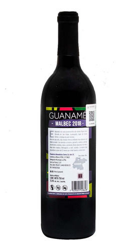 Vino Tinto Guanamé Malbec