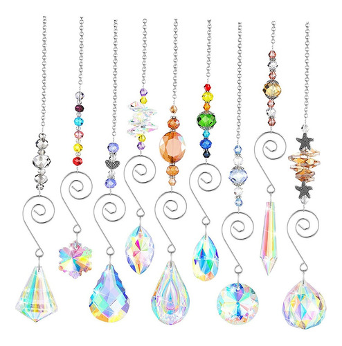 9 Piezas De Cristales , Colgantes Suncatchers Beads Chain 1