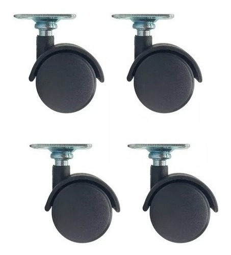 Set De 4 Ruedas Para Escritorio Giratoria 360 Grados C/base