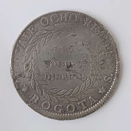 Moneda Colombia 8 Reales 1844 Bogotá Nueva Granada Plata 