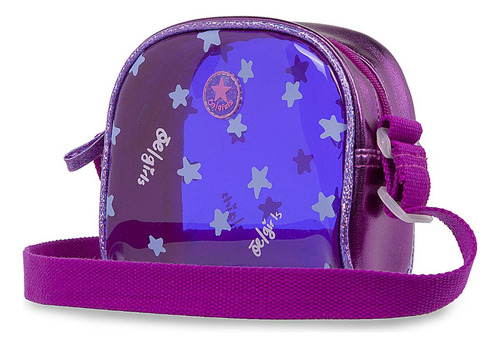 Bolsa tiracolo Cloe para menina com estampa de estrela roxa