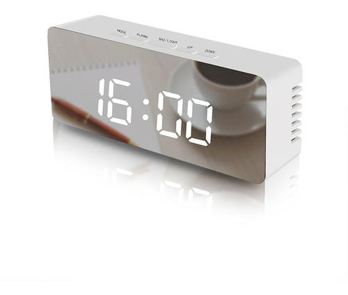 Reloj de mesa   digital Etheos Reloj Despertador Espejado  color plateado 