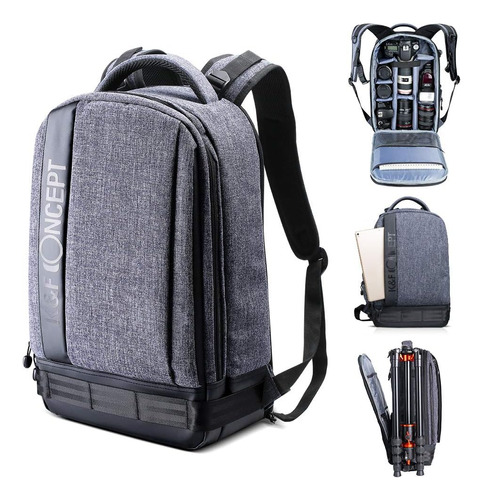 Mochila K&f Concept Para Camara Dslr Slr, Gris/13.3 In