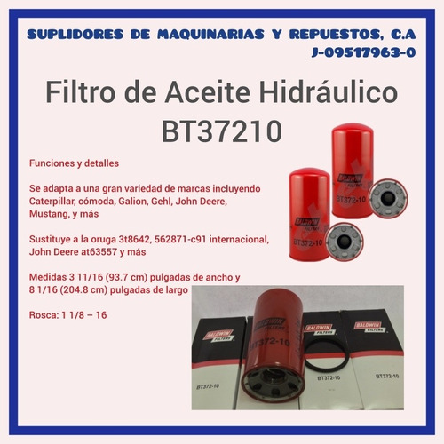 Filtro De Aceite Hidráulico Bt37210