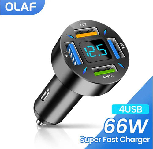 Cargador Rapido 66w Carro Usb Para iPhone Xiaomi Samsung Etc
