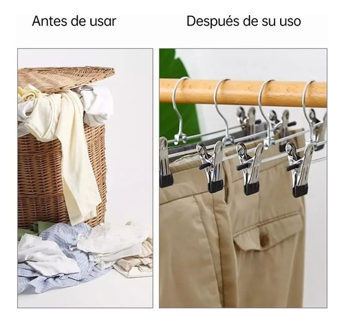 40 Pzas Pantalón Percha Gancho Para Ropa Remera Con Clips