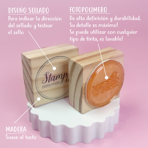 Sello Personalizado Logo 8x8+ Almohadilla + Tinta Indeleble