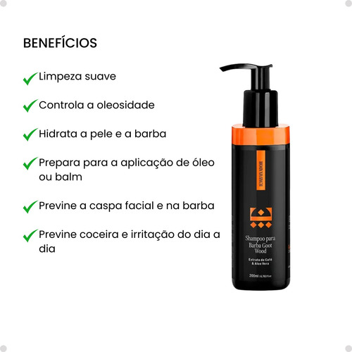 Shampoo Para Barba Goot Wood Limpeza Hidratação E Maciez