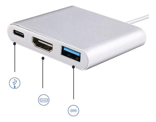 Adaptador Usb C A Adaptador, Usb C Multipuerto 3 En 1 A 4k H