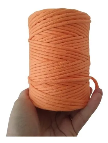 Hilo Puro De Algodón Macramé Color Mandarina / Naranja Claro